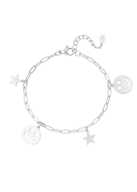 Smiley armband zilver