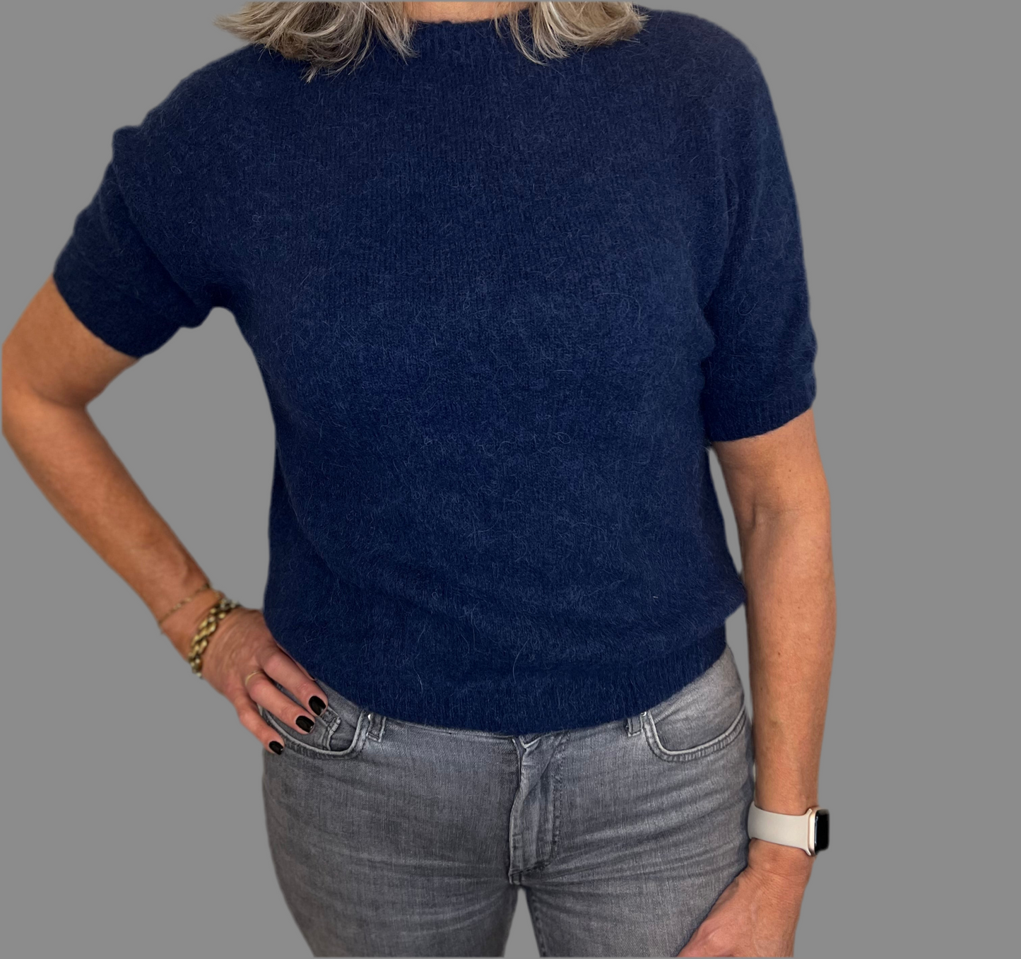 Knitted top donkerblauw