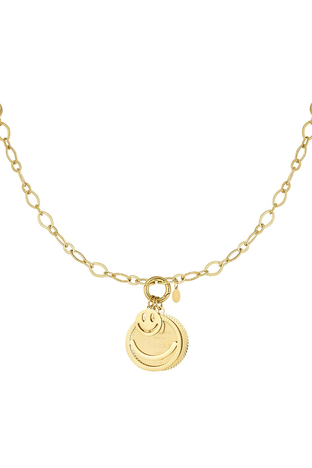 Smiley ketting goud